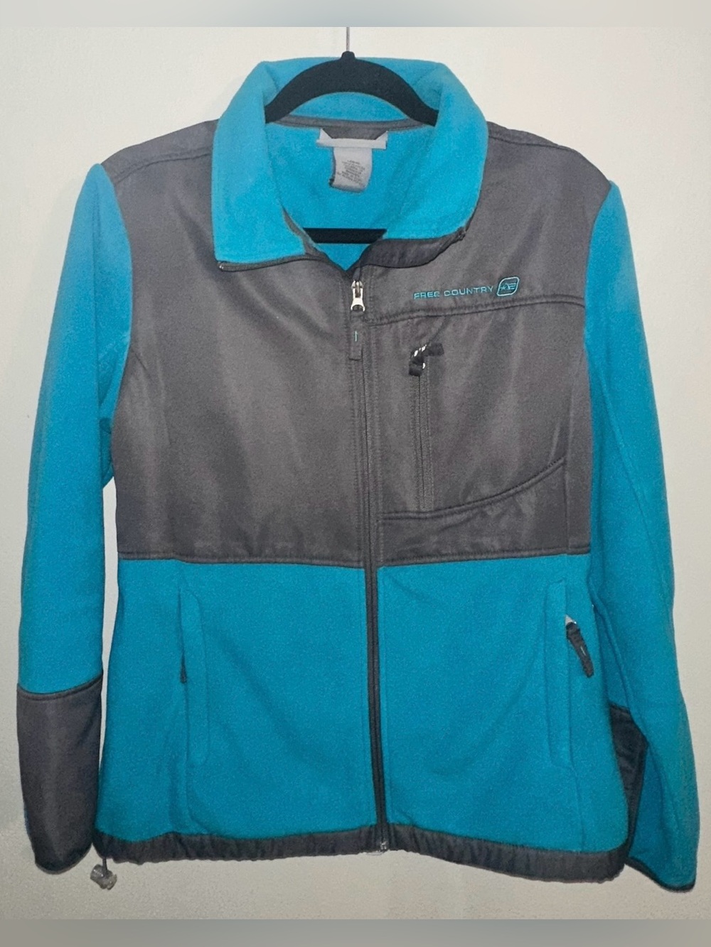 Free Country Blue and Gray Zipper Fleece
